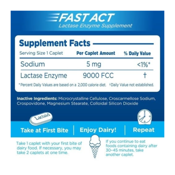 LACTAID Fast Act Lactase Enzyme Supplement Caplets Cheap