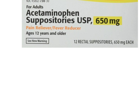 Acetaminophen Suppositories, 650 mg Pain Reliever Fever Reducer Cheap