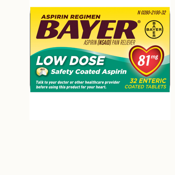 Aspirin Regimen Bayer Low Dose Pain Reliever Enteric Coated Tablets, 81mg Fashion